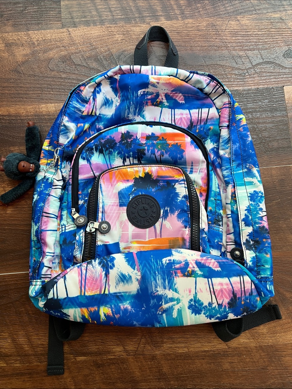Kipling Tropical Palm Blue Multi Backpack